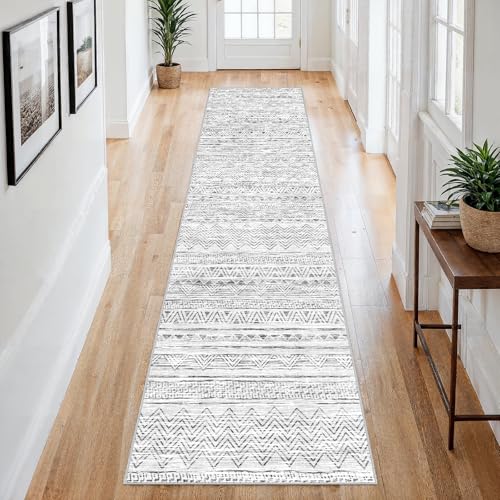2x8 Runner Rug Washable Moroccan (Grey / 2' x 8')