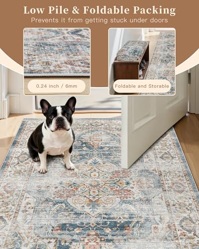 Hallway Runner Rug 2x8 Washable Kitchen Rugs Non (Navy / 2' x 8' (Runner))