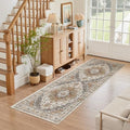 Washable Runner Rug 2x6 Runners for Hallways Non Slip (Turmeric/Grey / 2' x 6' (Runner))