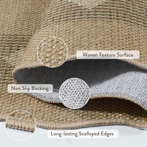 Easy Jute 5x7 Outdoor Rug for Living Room (5‘ x 7’ / Tan/Diamond)