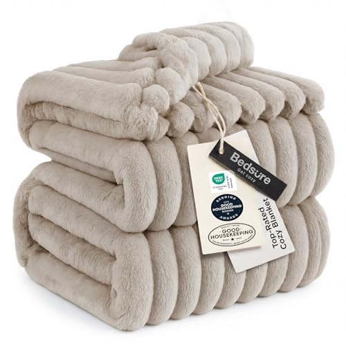 Soft Queen Size Blanket for Bed Beige 90"x90" (Beige / Queen)
