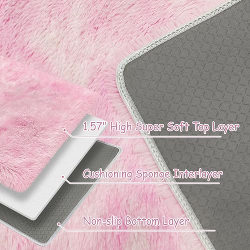 Small Area Rug for Bedroom 2x3ft Mini Tie (Tie-dyed Pink / 2' x 3' (Rectangular))