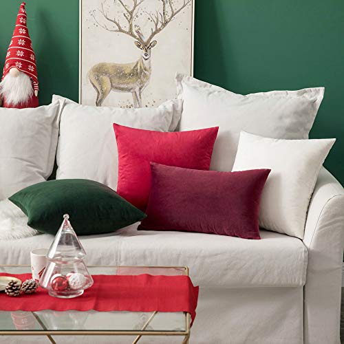 12x20 Inch Lumbar Velvet Throw Pillow Covers Pure White (20" x 12" (Pack of 2) / Pure White)