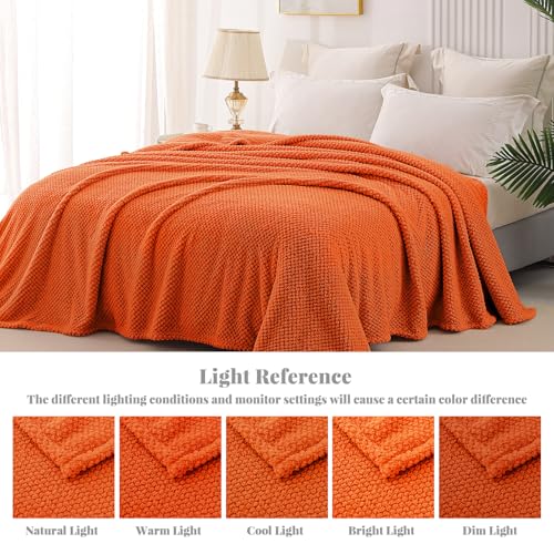Extra Large Soft Fleece Throw Blanket for Couch (Burnt Orange / Throw(50x70 In))
