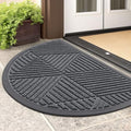 Half Circle Front Door Mat Outside Entrance (Grey / 29.5" X 17")