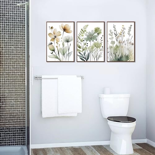 Sage Green Botanical Posters Set of 3 (green flower poster / 24x16)