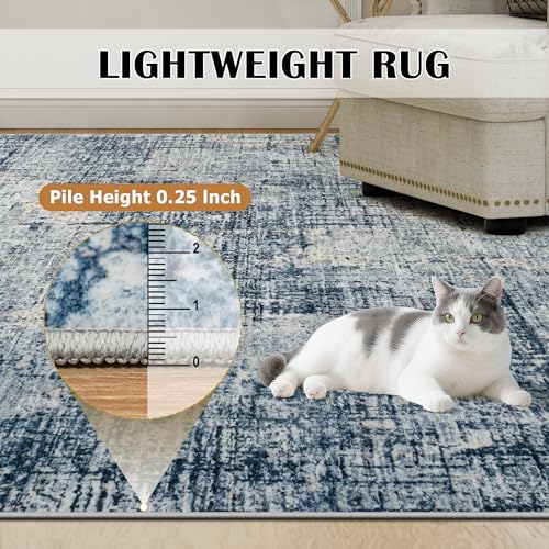 10x14 Washable Area Rug for Living Room Bedroom (Blue/Gold / 10' x 14' (Rectangular))