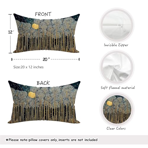 Rustic William Morris Inspired Forest Green Moon Pillow Covers 12x20 Double (Forest-moon 11 / 20" x 12" (Pack of 1))