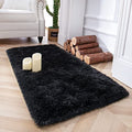 Soft Runner Rug for Bedroom Living Room Plush Fluffy Rugs 2x4 (Black / 2' x 4' (Runner))
