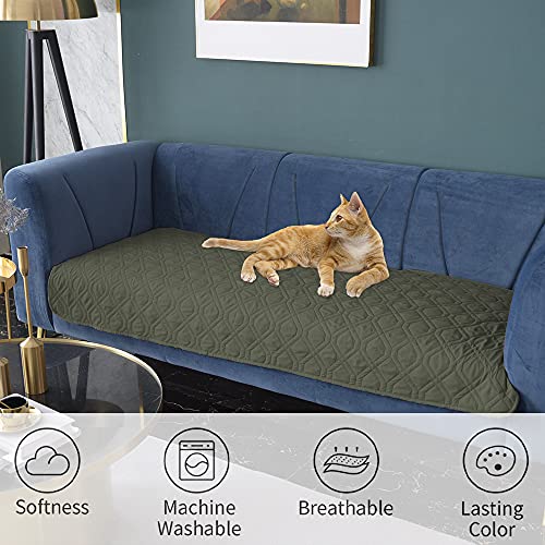 Waterproof Dog Bed Blankets Cover for Bed Couch Sofa Reversible (30x80 Inch (Pack of 1) / Green+navy Blue)