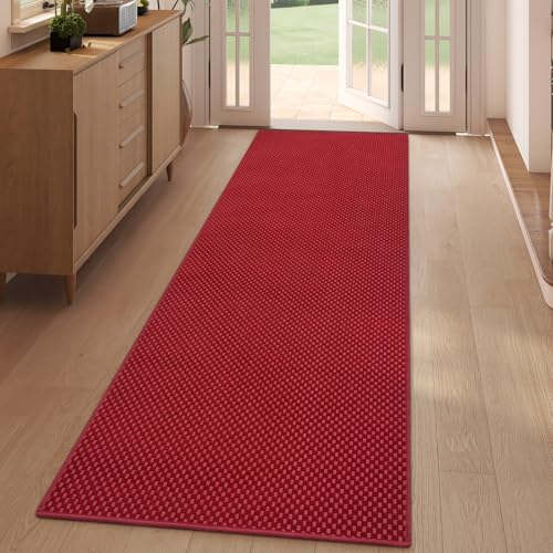 Kitchen Runner Rug Mat Non Slip Hallway Runner Washable Red 2x6 ft (Red / 2' x 6')