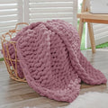 Chunky Knit Throw Blanket for Couch (Burnt Rose / 40"x60" (Medium Size Throw）)