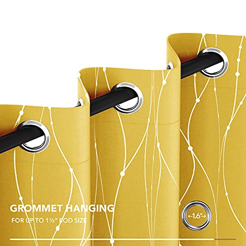 Living Room Curtains 108 Inch Long (Yellow/Wave Dots / 52"W x 108"L (Pack of 2))
