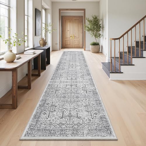 Hallway Washable Runner Rug 2x10 (Grey / 2' x 10' (Runner))