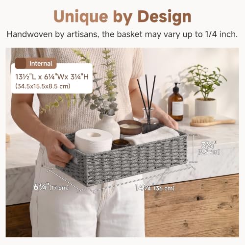 Toilet Tank Basket for Bathroom (Grey / 14¼" L x 6¾" W x 3¾" H)