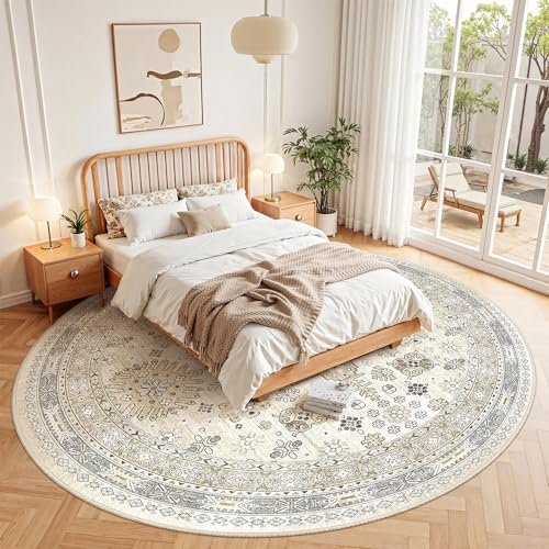 Round Rug 8ft (Beige/Grey / 8' (Round))