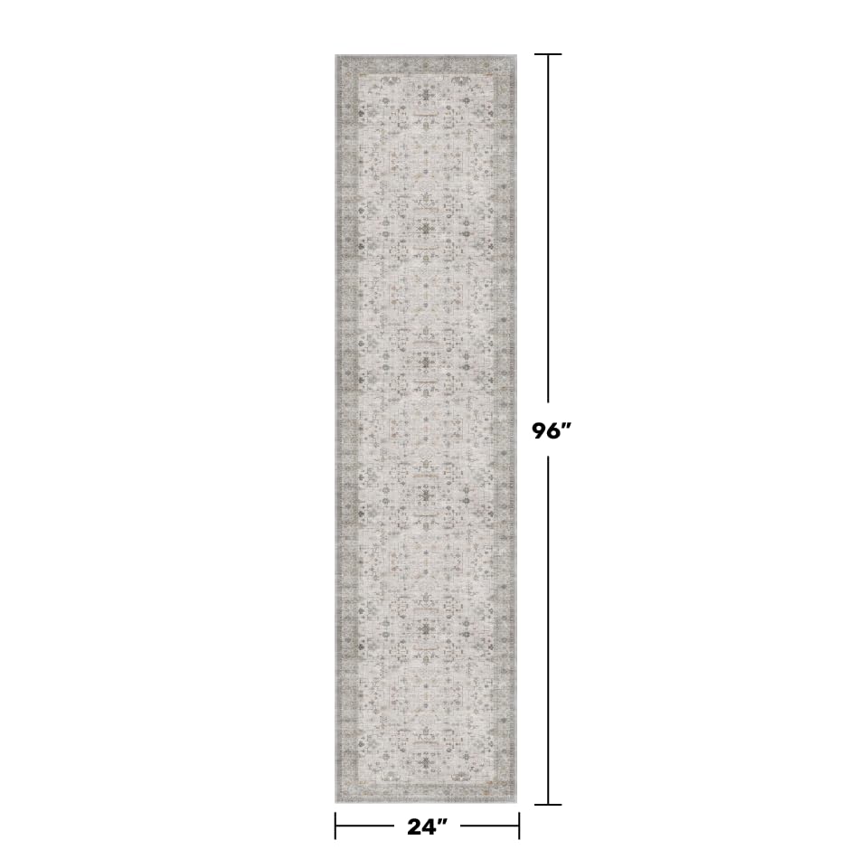 Washable 8ft Long Runners for Hallways (2' x 8' (Runner) / Light Gray / Sage)