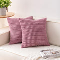 Pack of 2 Corduroy Decorative Throw Pillow Covers 16x16 Inch (Pink / 16" x 16" (Pack of 2))