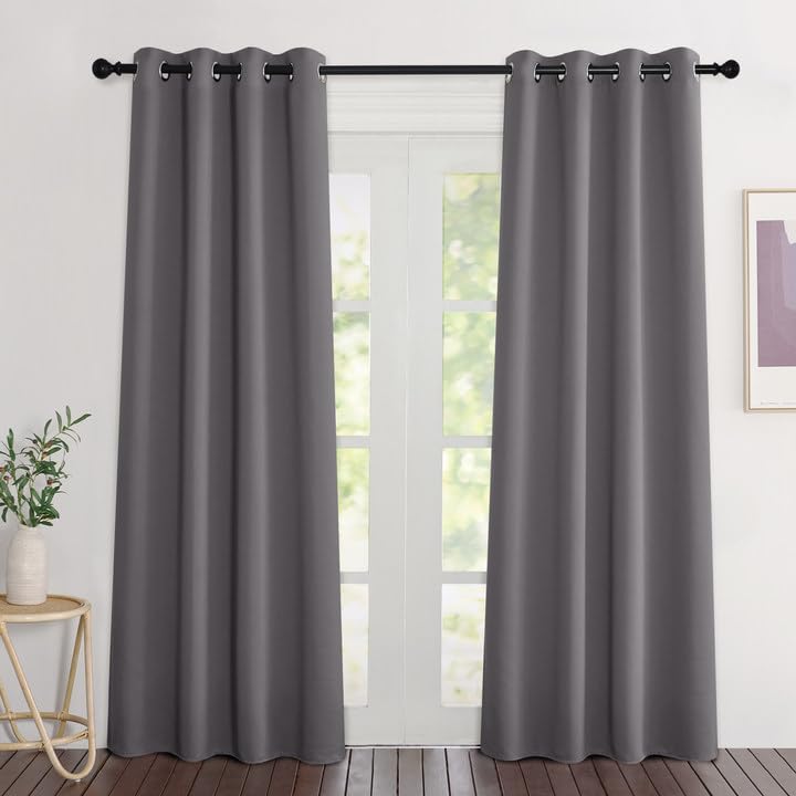 Blackout Grey Curtains 84 inches Long (Grey / 46"W x 84"L (Pack of 2))