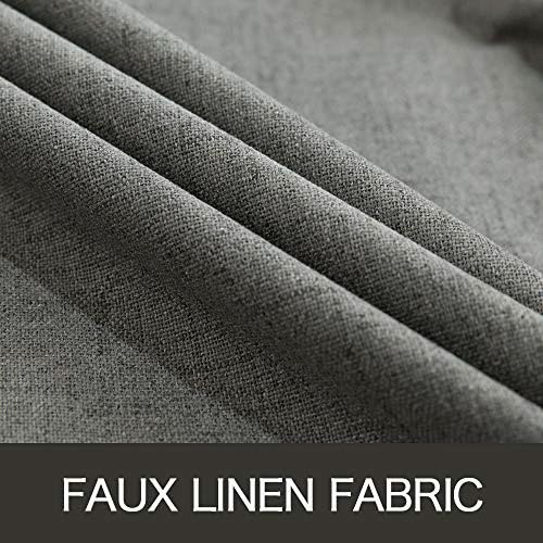 100% Blackout Linen Curtains for Bedroom 42x63 Inches Dark Grey (Dark Grey / 42"W x 63"L (Pack of 2))