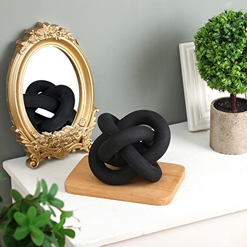 3 Link Wood Knot Decor Rustic Table Shelf Accents (Black)