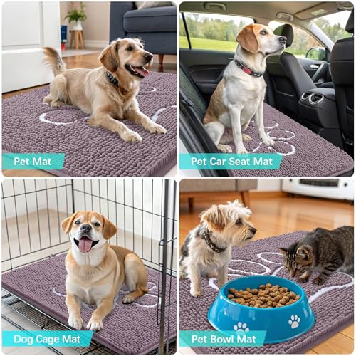 Dog Door Mat for Muddy Paws 30x20 (Deep Plum / 30" X 20")