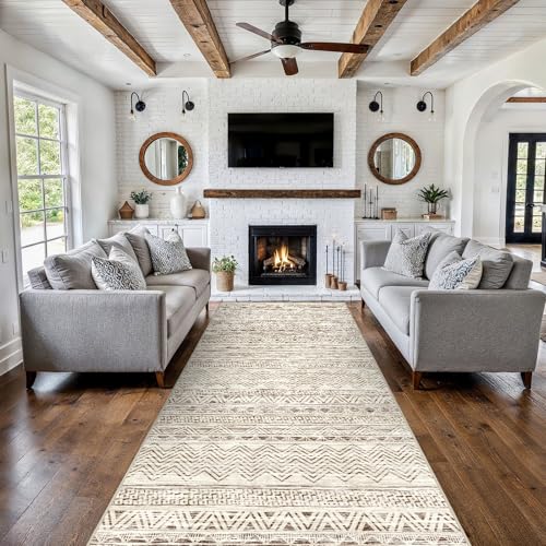 4x10 Runner Rug Washable Moroccan (Beige / 4' x 10')