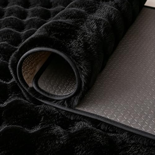 Black Rabbit Plush Rug 2'x3' (Black / 2' x 3' (Rectangular))