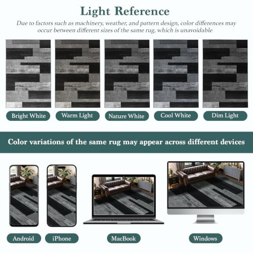 8x10 Washable Area Rugs for Living Room & Bedroom (Black-gray / 8' x 10' (Rectangular))