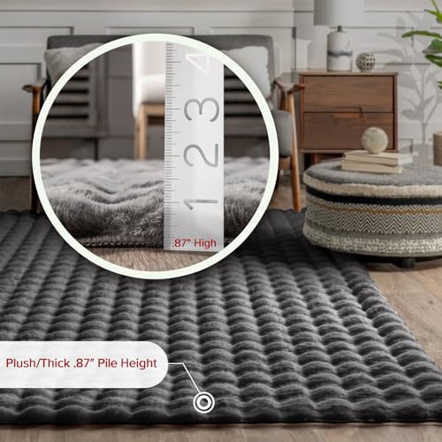 Jeni Dark Grey Checkered Washable Area Rug (Jeni Dark Grey / 5' x 8' (Rectangular))