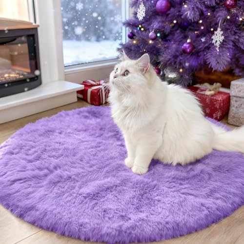 Purple Round Rugs for Bedroom (3 Ft Round / Purple)