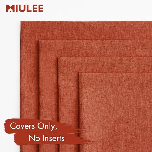 Pack of 4 Decorative Outdoor Throw Pillow Covers Linen Waterproof Pillow Covers Summer Farmhouse Cushion Cases for Patio Garden Tent Balcony Couch Sofa 16x16 Inch Burnt Orange (16" x 16" (Pack of 4) / Burnt Orange)