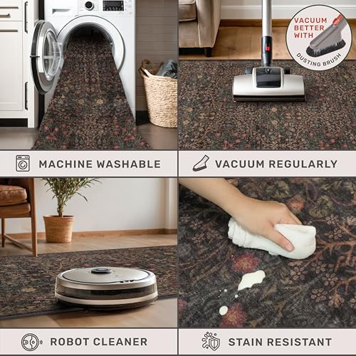 Washable Area Rugs 9x12 Living Room (Dark Brown / 9' x 12' (Rectangular))