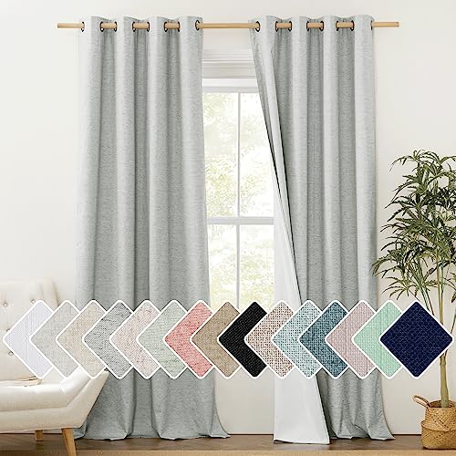 Grey Long Linen Full Shade Panels 108 inches Long 2 Panels (52"W x 108"L (Pack of 2) / Grey)