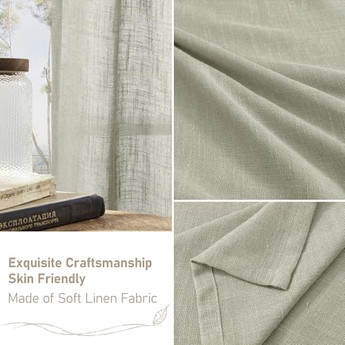 Sage Grey Linen Curtains 54 Inch Length 2 Panels for Bedroom (Sage Grey / 52"W x 54"L (Pack of 2))