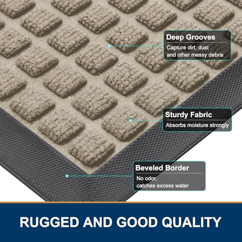 Front Door Mat Outside Entrance (Beige / 35" X 23")