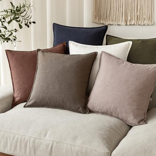 Decorative Linen Lumbar Throw Pillow Covers 12x20 Dusty Pink (20" x 12" (Pack of 2) / Rose Dust)
