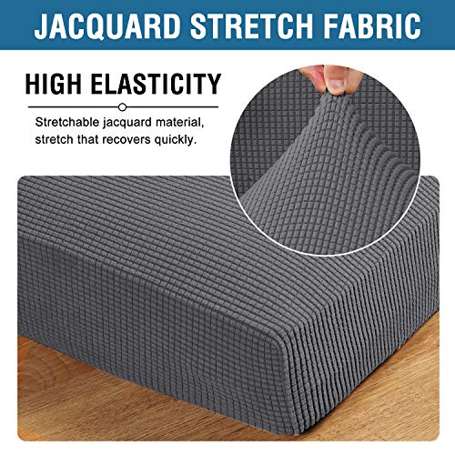 High Stretch Individual Seat Cushion Covers Sofa Slipcovers Couch Cushion Covers Sofa Covers Featuring Jacquard Textured Twill Fabric (Grey)