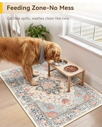 Washable Area Rug (Beige/Blue/Orange / 2' x 3' (Rectangular))