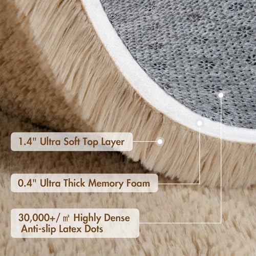 8x10 Ft Extra Large Shag Beige Rugs for Living Room Bedroom (CC Beige / 8' X 10' (Rectangular))