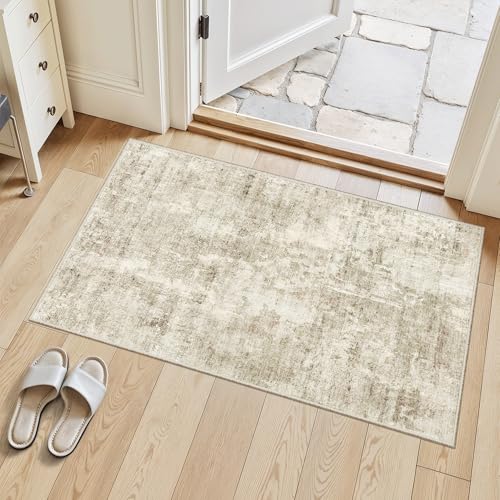 2x3 Abstract Washable Rugs for Kitchen (Beige/Gray / 2' x 3' (Rectangular))