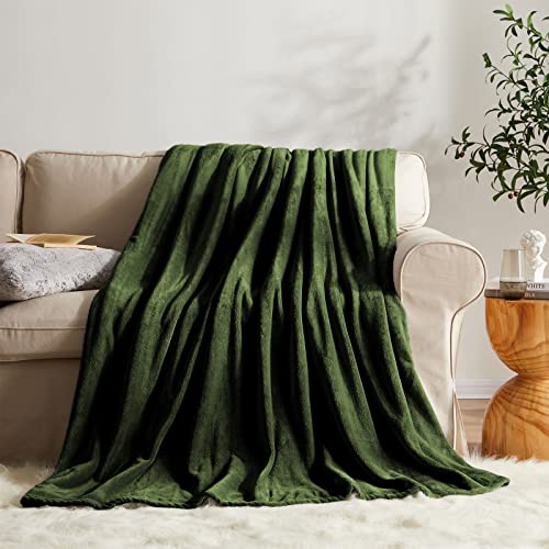 Super Soft Throw Blanket Premium Silky Flannel Fleece Twin Size Green Microfiber Lightweight Blanket All Season Use (Green / Twin(60"x80"))