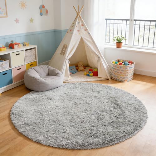 Round Area Rug for Bedroom (Grey / 6' (Round))