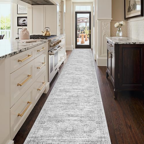 3x20 Runner Rug Non Slip (Grey/Ivory / 3' x 20' (Runner))