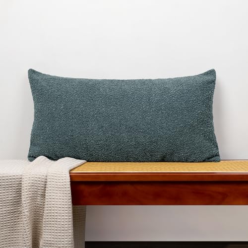 Boucle Lumbar Pillow Cover 14X26 inch Dusty Blue (Dusty Blue / 26" x 14" (Pack of 1))