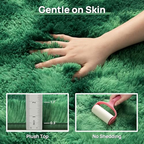 Large Shag Area Rugs 8 x 10 (Tie-dyed Emerald Green / 8' x 10' (Rectangular))