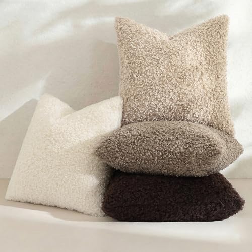 Sherpa Decorative Throw Pillow Covers 26x26 Set of 2 Khaki (Khaki / 26" x 26" (Pack of 2))
