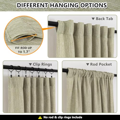 Sage Green Living Room Curtains 84 Inch Length 2 Panels Set (50"W x 84"L (Pack of 2) / Sage Green)