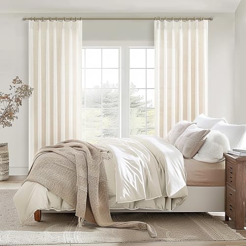 Pinch Pleat Cream Beige 72 Inch Curtains for Bedroom (Birch / 40"W x 72"L( Pack of 2))