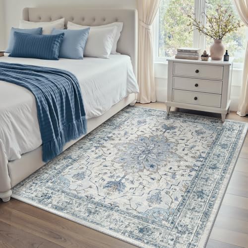 Washable Area Rug (Blue/White/Gray / 4' x 5' (Rectangular))